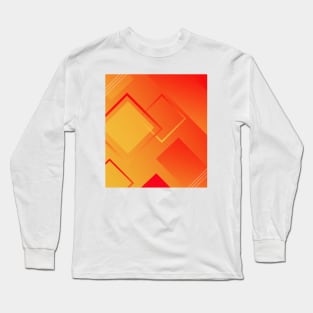 Geometric Orange And Red Diamond Art Deco Pattern Design Long Sleeve T-Shirt